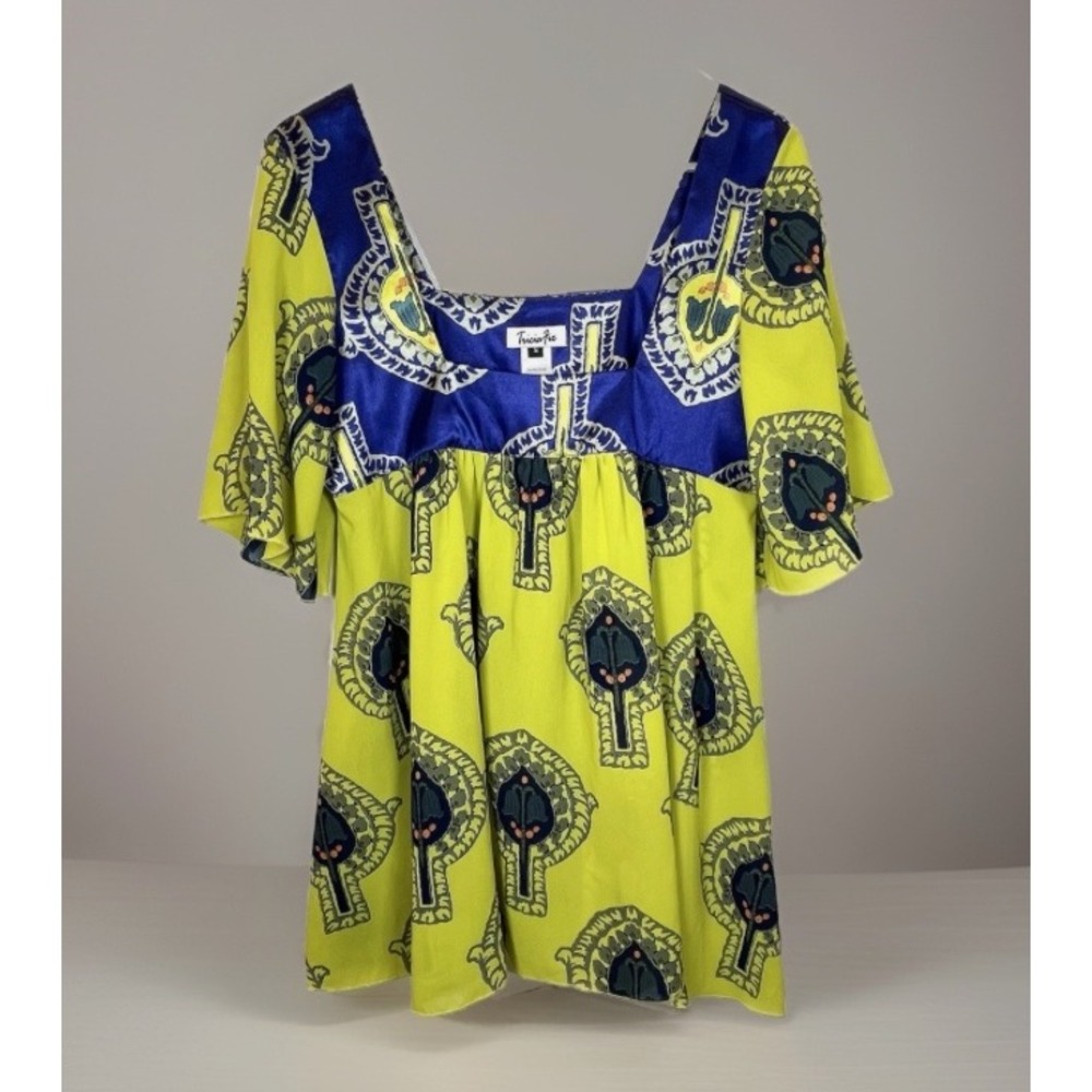 VTG Y2K Tricia Fix Tunic Top Womens Medallion Empire Waist Sz Small USA Made